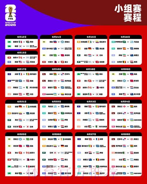 2026世界杯小组赛赛程今日比赛时间表查询入口